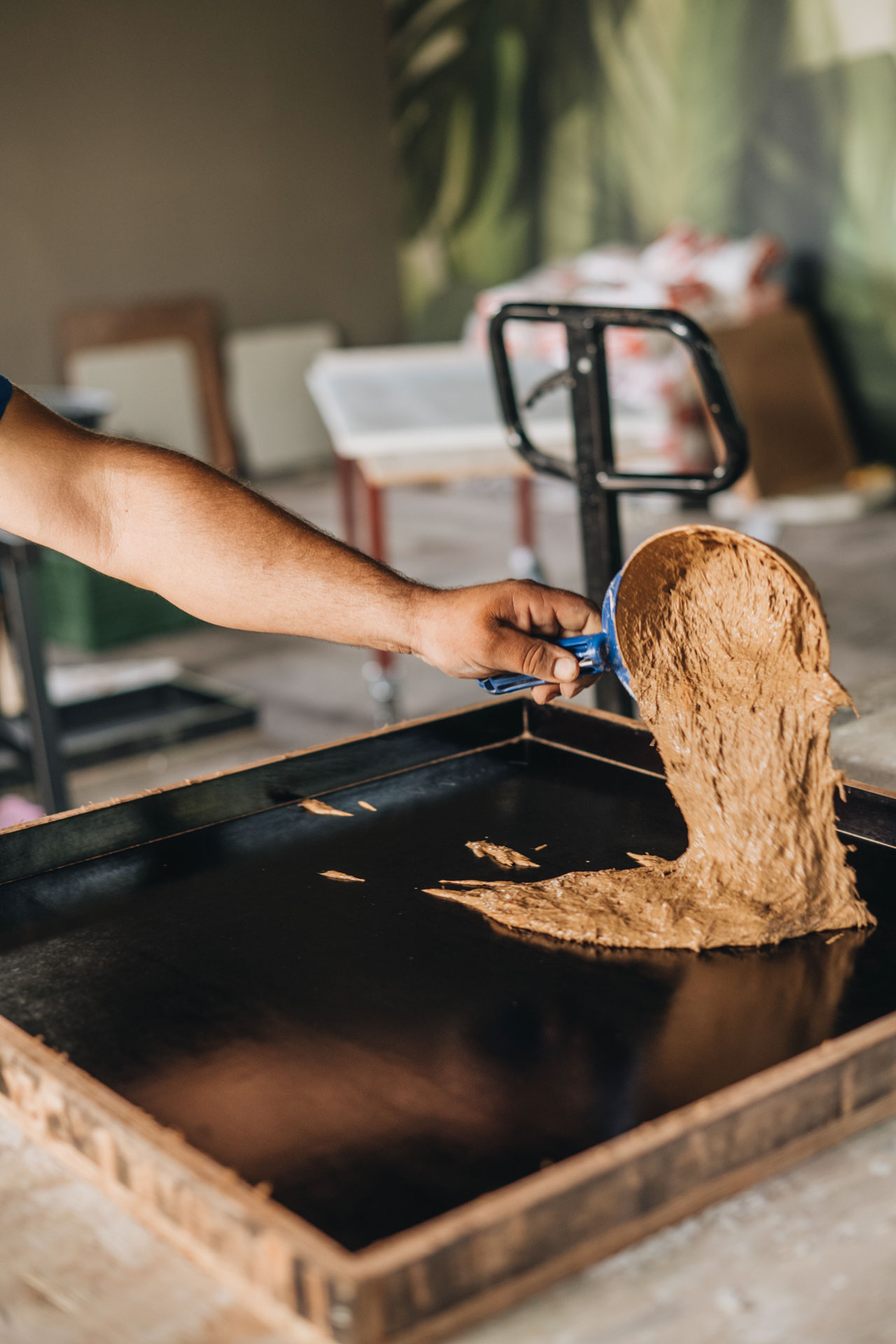 Pouring batter onto a griddle